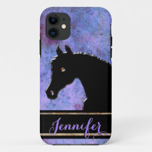 Funda Para iPhone 11 Caballos de Corazón III (púrpura/azul)