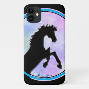 Funda Para iPhone 11 Caballos de Corazón V Pastel (azul)