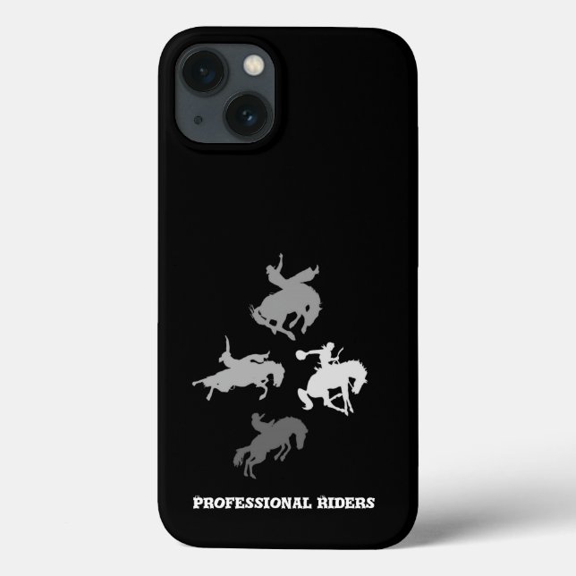 Funda De Case-Mate Para iPhone Caballos de Rodeo | Fondo negro (Reverso)