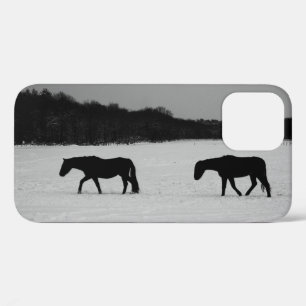 Funda Para iPhone 12 Caballos En La Iphcn De Nieve