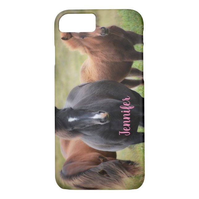 Funda De Case-Mate Para iPhone Caballos hermosos con nombre (Reverso)