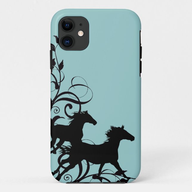 Funda De Case-Mate Para iPhone Caballos salvajes negros (Reverso)