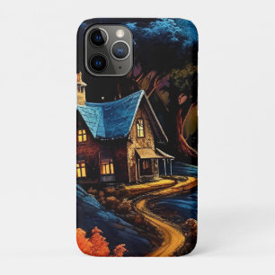 Funda Para iPhone 11 Pro Cabaña Acogedora en Navidad Bajo una Luna Brillant