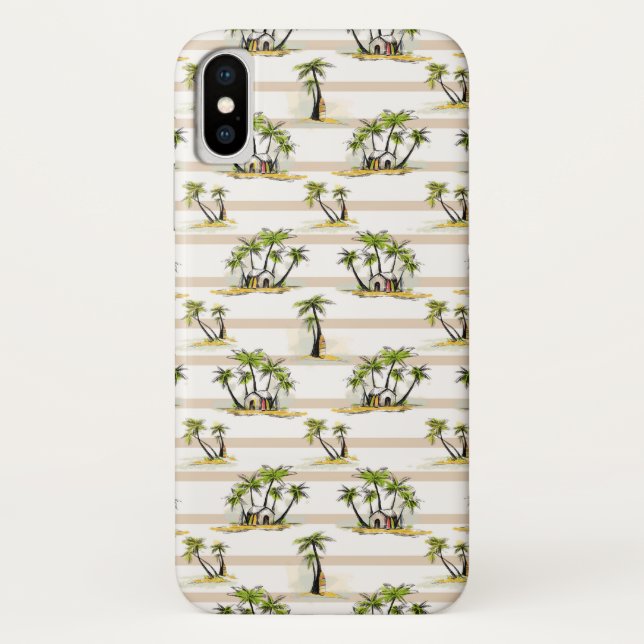 Funda De Case-Mate Para iPhone Cabaña y palmas tropicales (Reverso)