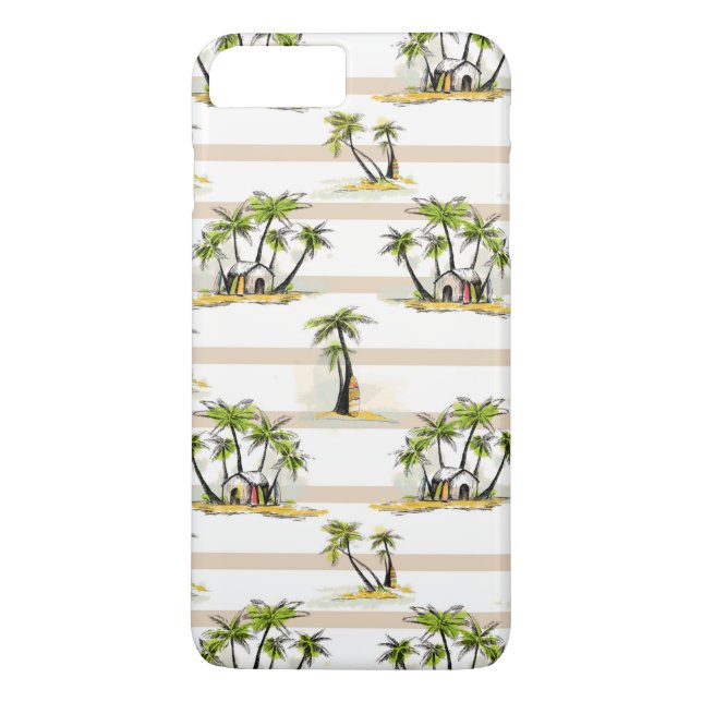 Funda De Case-Mate Para iPhone Cabaña y palmas tropicales (Reverso)