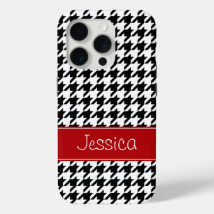 Funda Para iPhone 15 Pro Cabello de gallo rojo y negro preppy personalizado