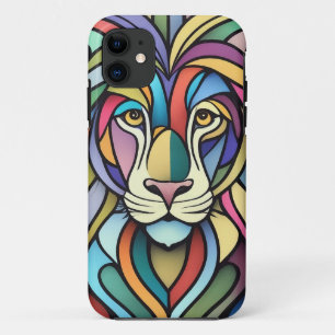 Funda Para iPhone 11 Cabeza de león colorida detallada