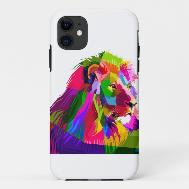 Funda De Case-Mate Para iPhone Cabeza de león en patrón geométrico (Reverso)