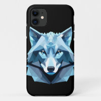 Cabeza de lobo geométrica azul