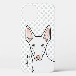 Funda Para iPhone 12 Cabeza de perro de caza ibicenco blanco de pelo co