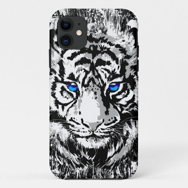 Funda De Case-Mate Para iPhone Cabeza de tigre blanco siberiana - Azul tigre (Reverso)