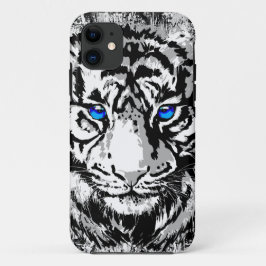 Funda Para iPhone 11 Cabeza del tigre blanco - Ojos azules - Tigre