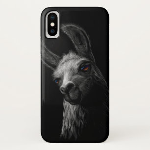 Funda Para iPhone X Cabeza retratada llama con fondo negro