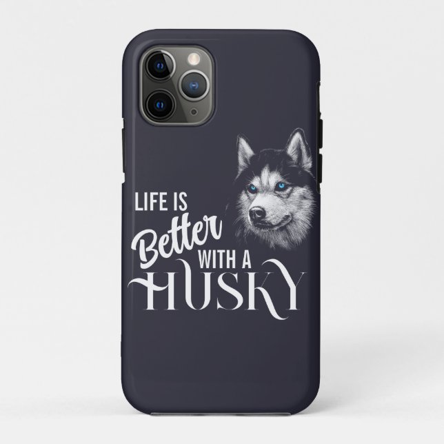 Funda De Case-Mate Para iPhone Cabeza Retrato Siberian Husky Con Ojos Azules (Reverso)