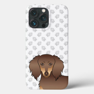 Funda Para iPhone 13 Pro Cabeza y patas de Dachshund de pelo largo de choco