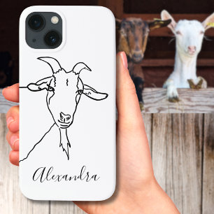 Funda Para iPhone 13 Cabra linda minimalista Negro y blanco añadir nomb