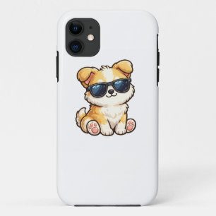 Funda Para iPhone 11 Cachorro Adorable con Gafas de Sol Diseño Kawaii