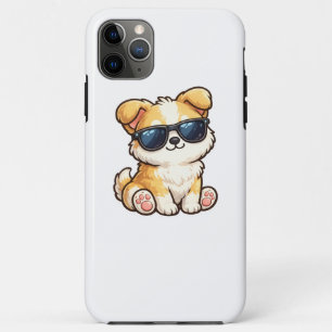 Funda Para iPhone 11 Pro Max Cachorro Adorable con Gafas de Sol Diseño Kawaii