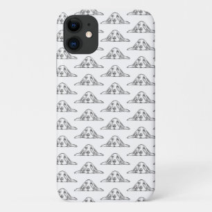Funda Para iPhone 11 cachorro de ojos simples negro y blanco de basset 