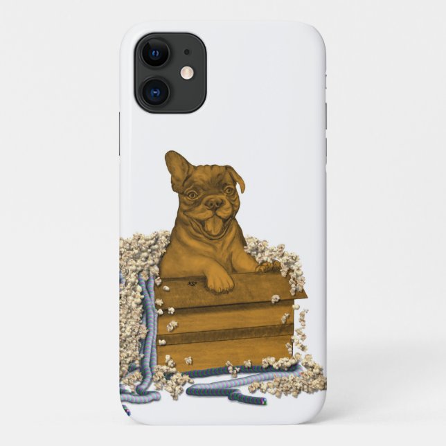 Funda De Case-Mate Para iPhone Cachorro en una caja (Reverso)