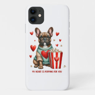Funda Para iPhone 11 Cachorro francés adorable corazón del día de San V