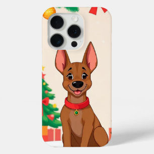 Funda Para iPhone 15 Pro 🎅 Cachorro Navideño Acogedor ✨ Perro de Santa Bon