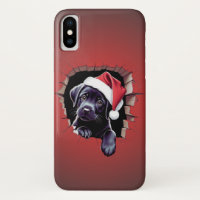 Cachorro negro de laboratorio en Santa Hat festivo