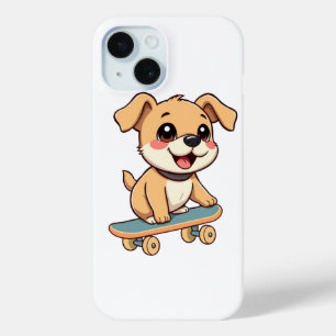Funda Para iPhone 15 Cachorro Patinando 🛹 Camiseta De Dibujos Animados