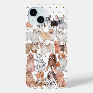 Funda Para iPhone 15 Cachorros Adorables Lunares-Personalizado