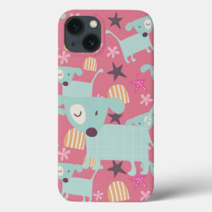 Funda Para iPhone 13 Cachorros, estrellas y flores