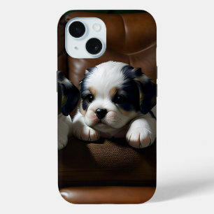 Funda Para iPhone 15 Cachorros Super Adorables en el Sofá 1