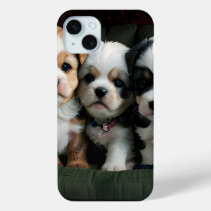 Funda Para iPhone 15 Mini Cachorros Super Cute en el sofá 2