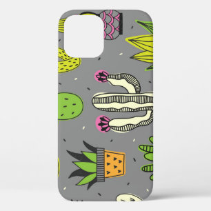 Funda Para iPhone 12 Cacti, suculentos: fondo tropical vintage.