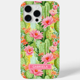 Funda Para iPhone 15 Pro Max Cactus Acuarela Floral Personalizado