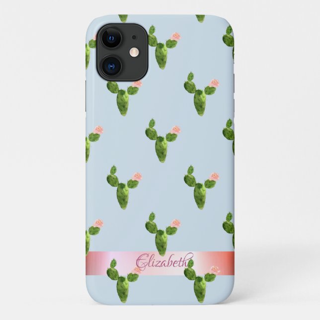 Funda De Case-Mate Para iPhone Cactus acuarela ,raya - Personalizado (Reverso)