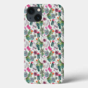 Funda Para iPhone 13 Cactus de acuarela Boho exótico y patrón suculento