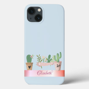 Funda Para iPhone 13 Cactus de Acuarela ,Rayado