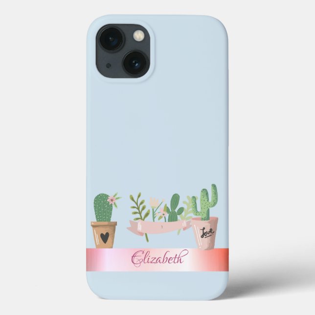 Funda De Case-Mate Para iPhone Cactus de Acuarela ,Rayado (Reverso)