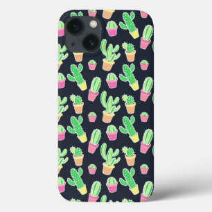 Funda Para iPhone 13 Cactus de neón de la acuarela en modelo de los