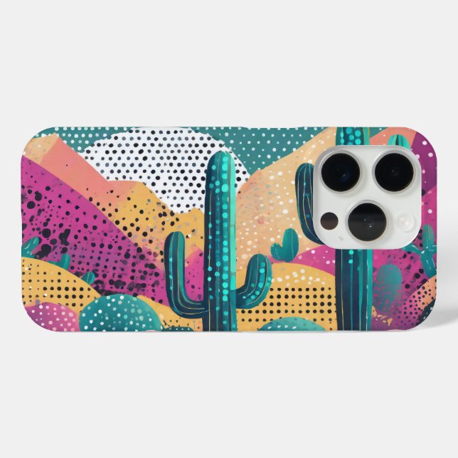 Funda De Case-Mate Para iPhone Cactus de Saguaro en el paisaje de fondo (Reverso Horizontal)
