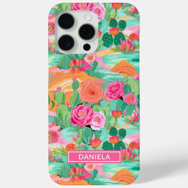 Funda De Case-Mate Para iPhone Cactus del Desierto Florido Personalizado (Reverso )