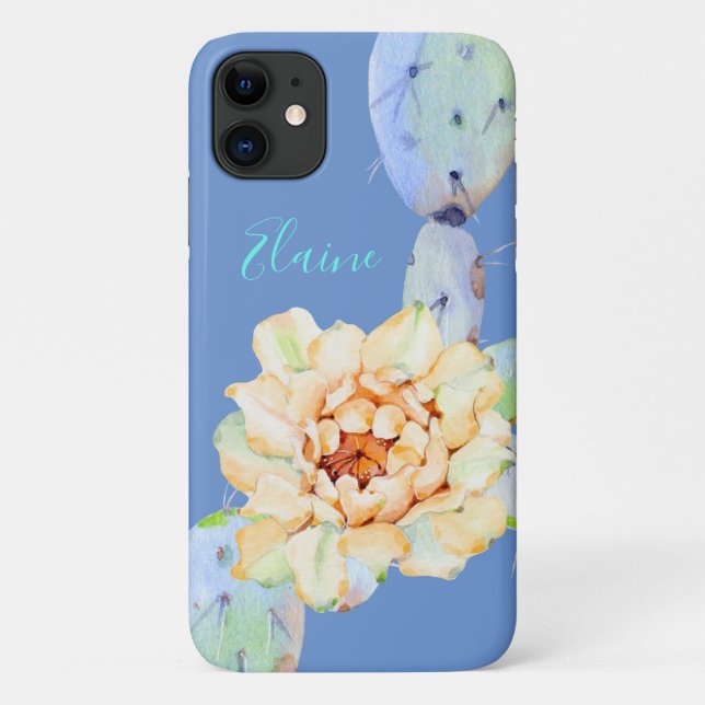 Funda De Case-Mate Para iPhone Cactus flor del desierto acuarela melocotón púrpur (Reverso)