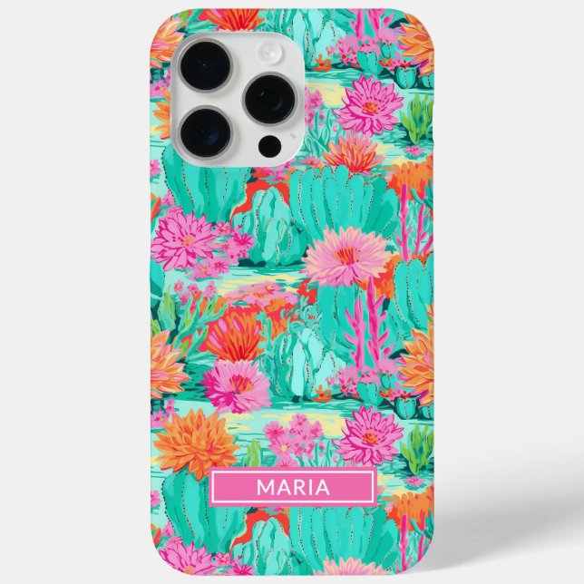 Funda De Case-Mate Para iPhone Cactus Florales Modernos Personalizados (Reverso )