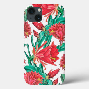 Funda Para iPhone 13 Cactus Green Red Blooming