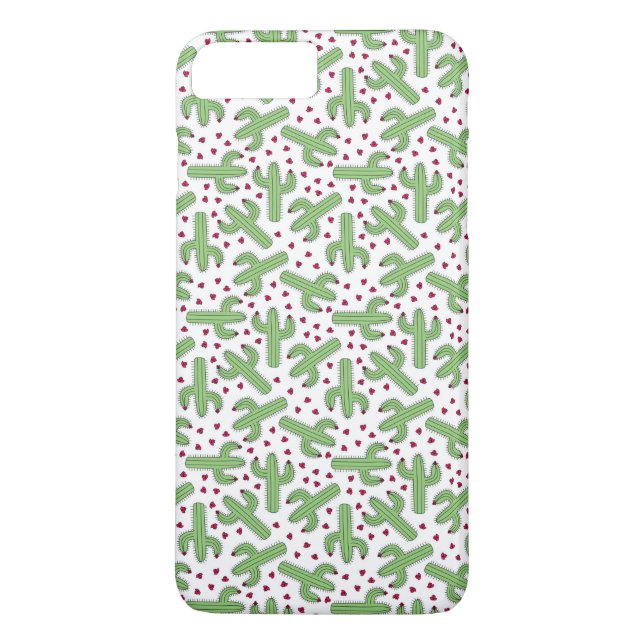 Funda De Case-Mate Para iPhone Cactus ilustrado y modelo de flores rosado (Reverso)
