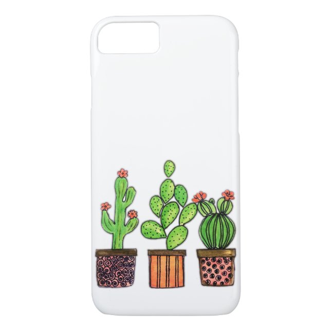 Funda De Case-Mate Para iPhone Cactus lindo de la acuarela en potes (Reverso)