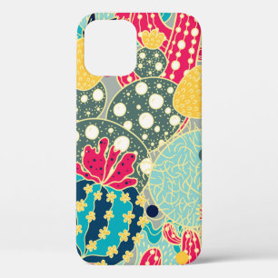 Funda Para iPhone 12 Cactus. Patrón colorido y transparente.