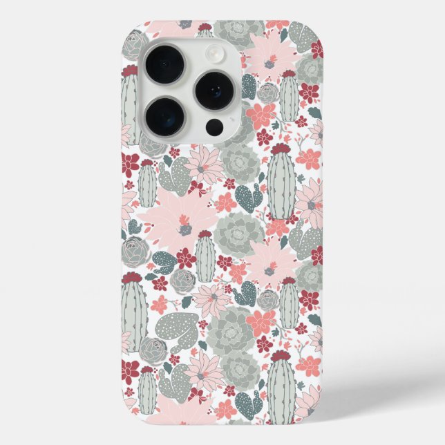 Funda De Case-Mate Para iPhone Cactus Pinta Rosa Suculentas Plantas Desiertas (Reverso )