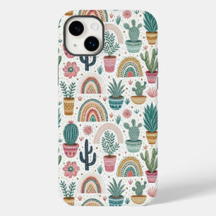 Funda Para iPhone 14 Plus De Case-Mate Cactus Pot with Plants, Flowers and Rainbows