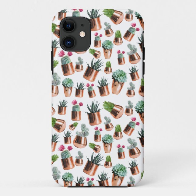 Funda De Case-Mate Para iPhone Cactus & Succulens en ollas de oro Rosa (Reverso)